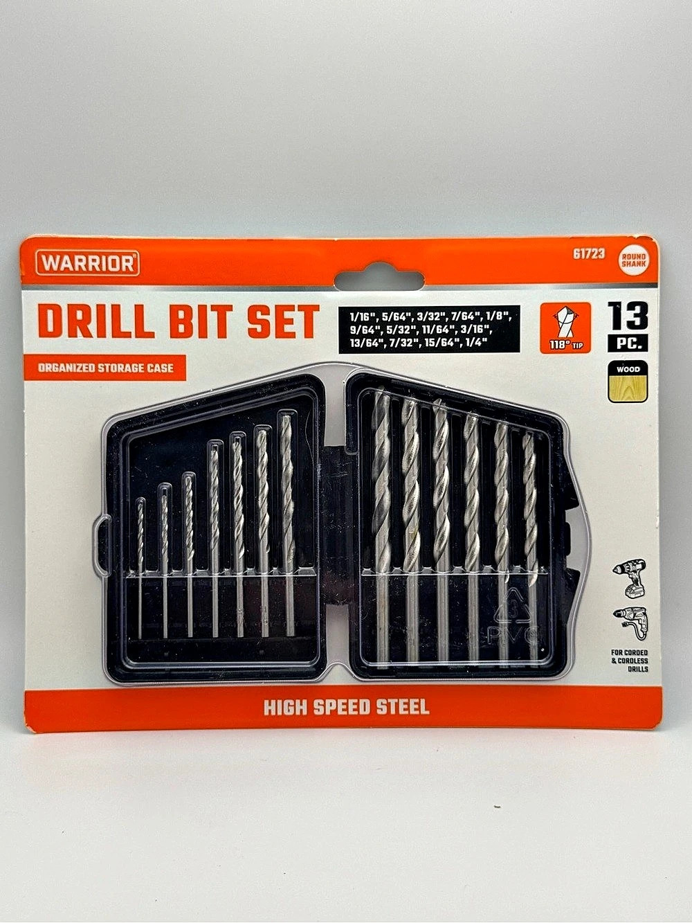 Warrior High Speed Steel Drill Bit Set - 13 Pc
